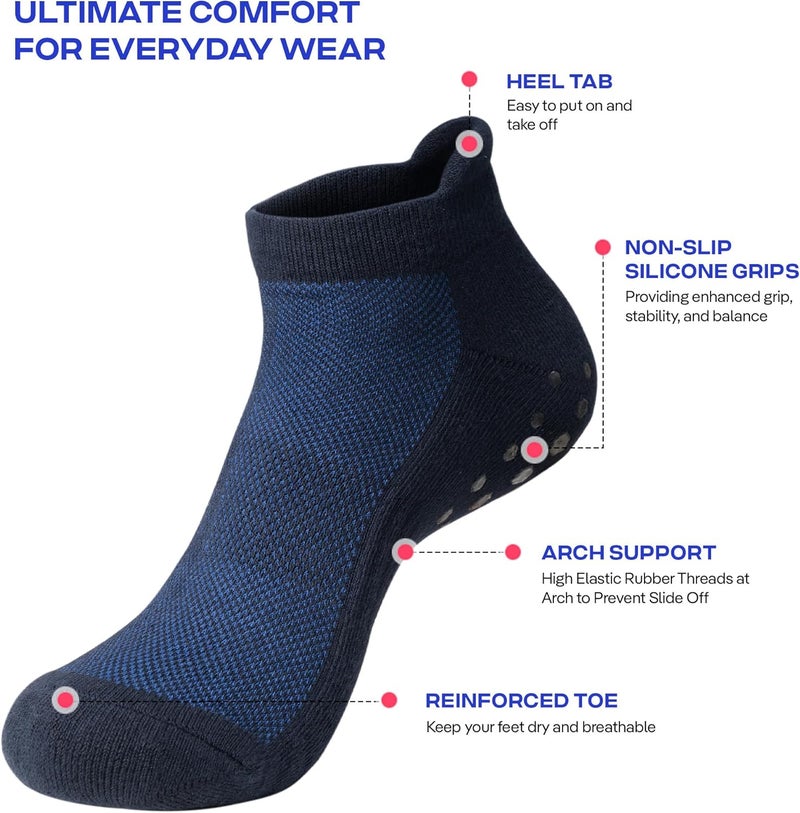 CoolMate Store Mens Grip Socks Men Non Slip Size 6-10-13-14, Non Slip Pilates Yoga Socks for Men with Grips, Grippy - Image 3